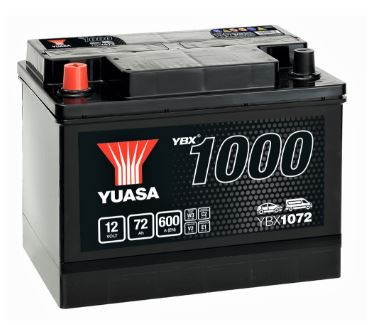 YUASA YBX1072 12V 72Ah 600A,  Ca-Ca technológiás indító akkumulátor